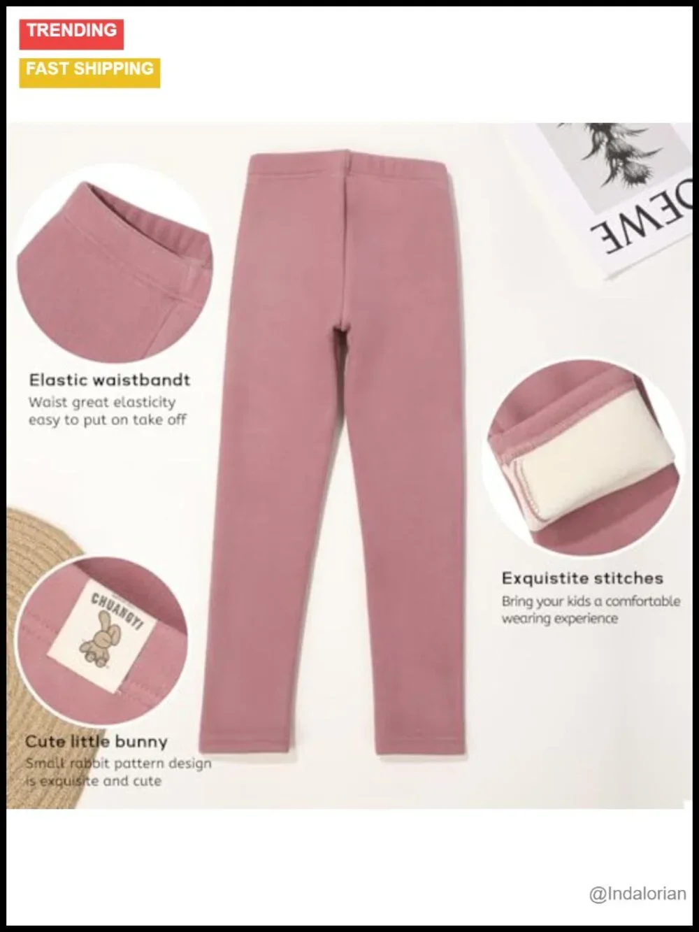 6 Pack Girls Fleece Lined Leggings Winter Warm Pants Toddler